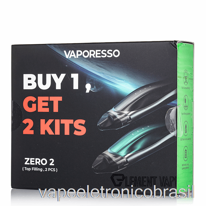 Vape Vaporesso Vaporesso Zero 2 Pod System Promoção De 2 Pacotes Preto + Preto Verde